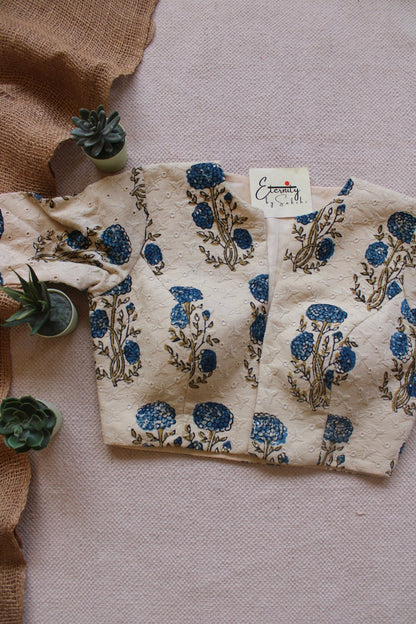 Ajrakh Hakoba –White Floral Blouse - Eternity by Sakshi