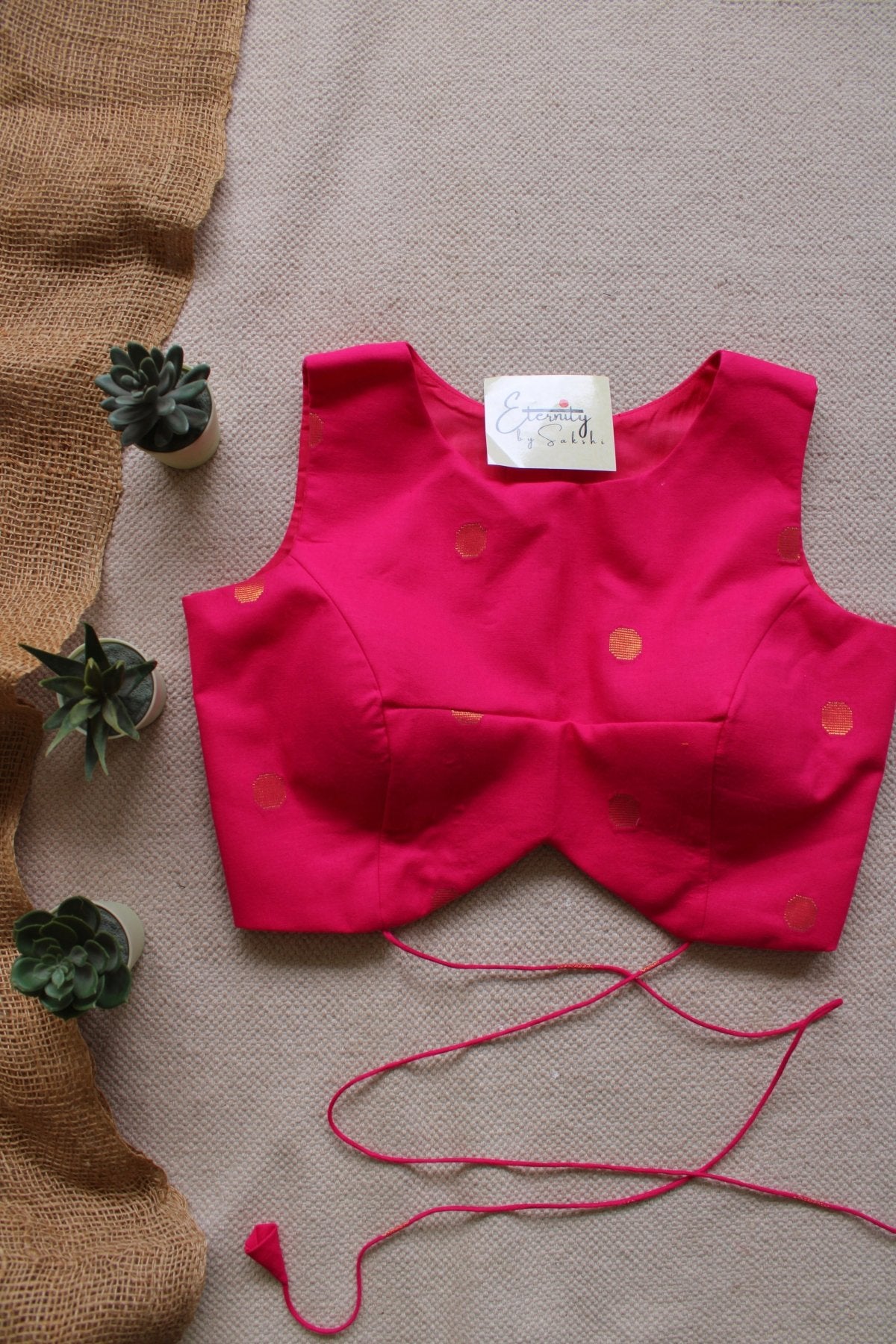 Hot Pink Navya Polka Blouse - Eternity by Sakshi