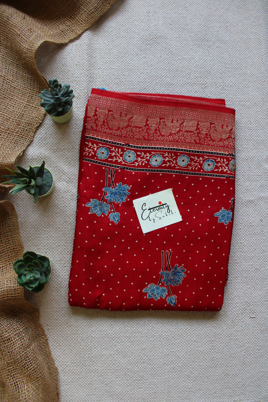 Exclsuive Floral Print Dola Silk Saree