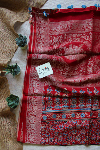 Exclsuive Floral Print Dola Silk Saree