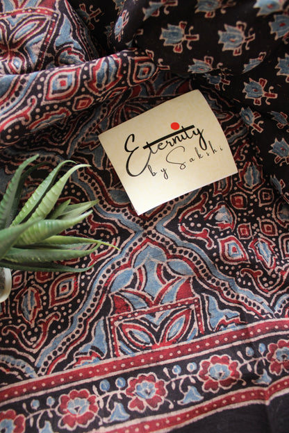 Rajneel Ajrakh Saree