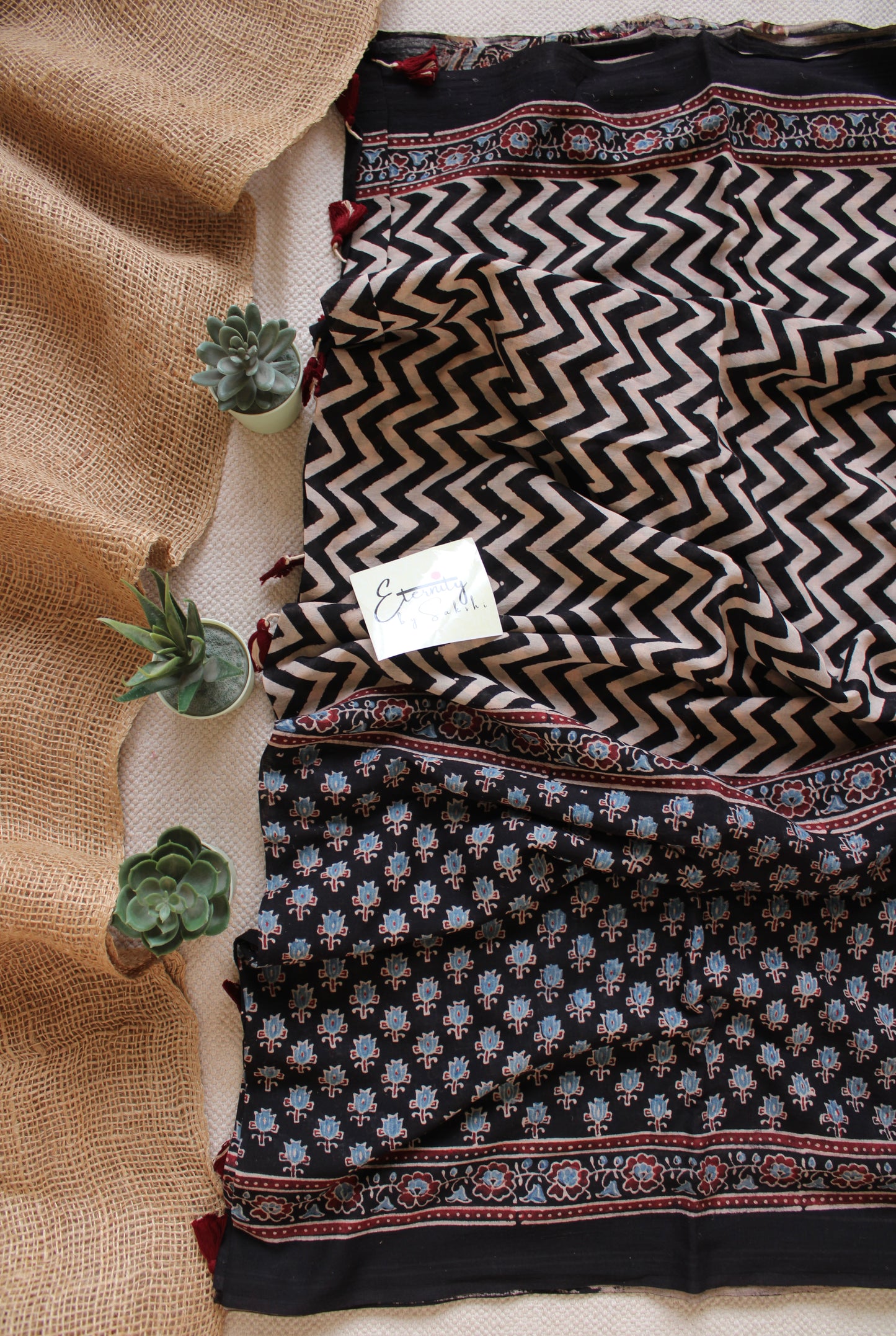 Rajneel Ajrakh Saree