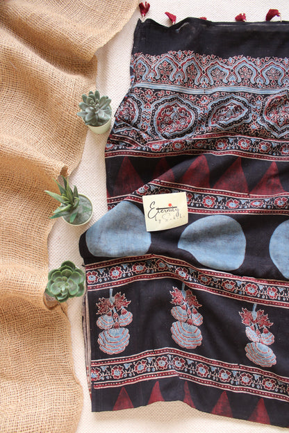 Rajneel Ajrakh Saree