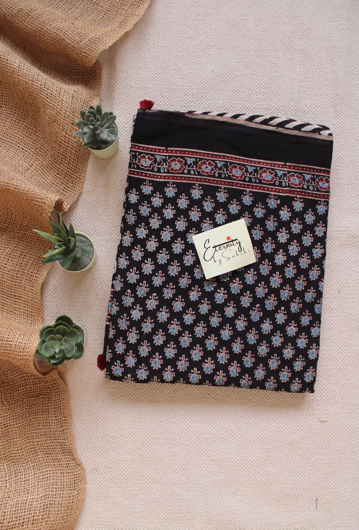 Rajneel Ajrakh Saree