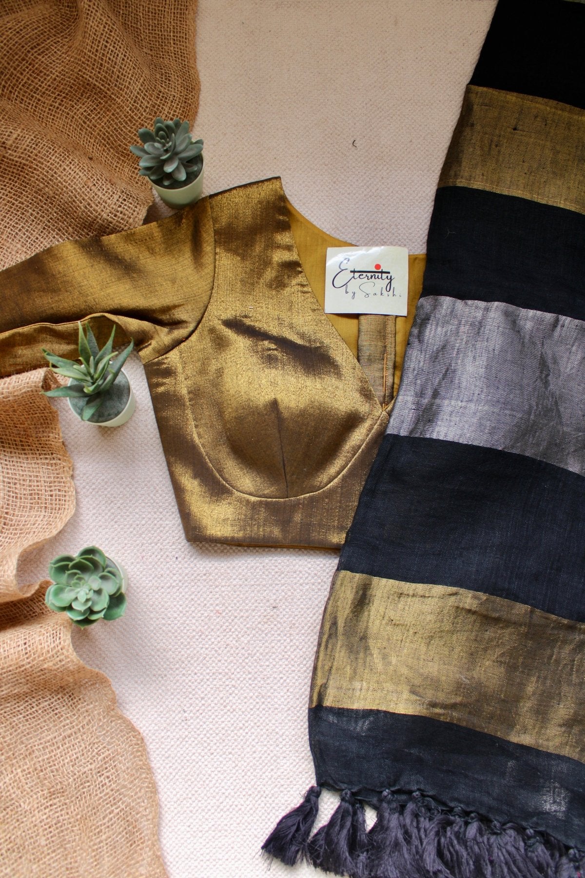 Nayana Black Saree + Sona Blouse Combo - Eternity by Sakshi
