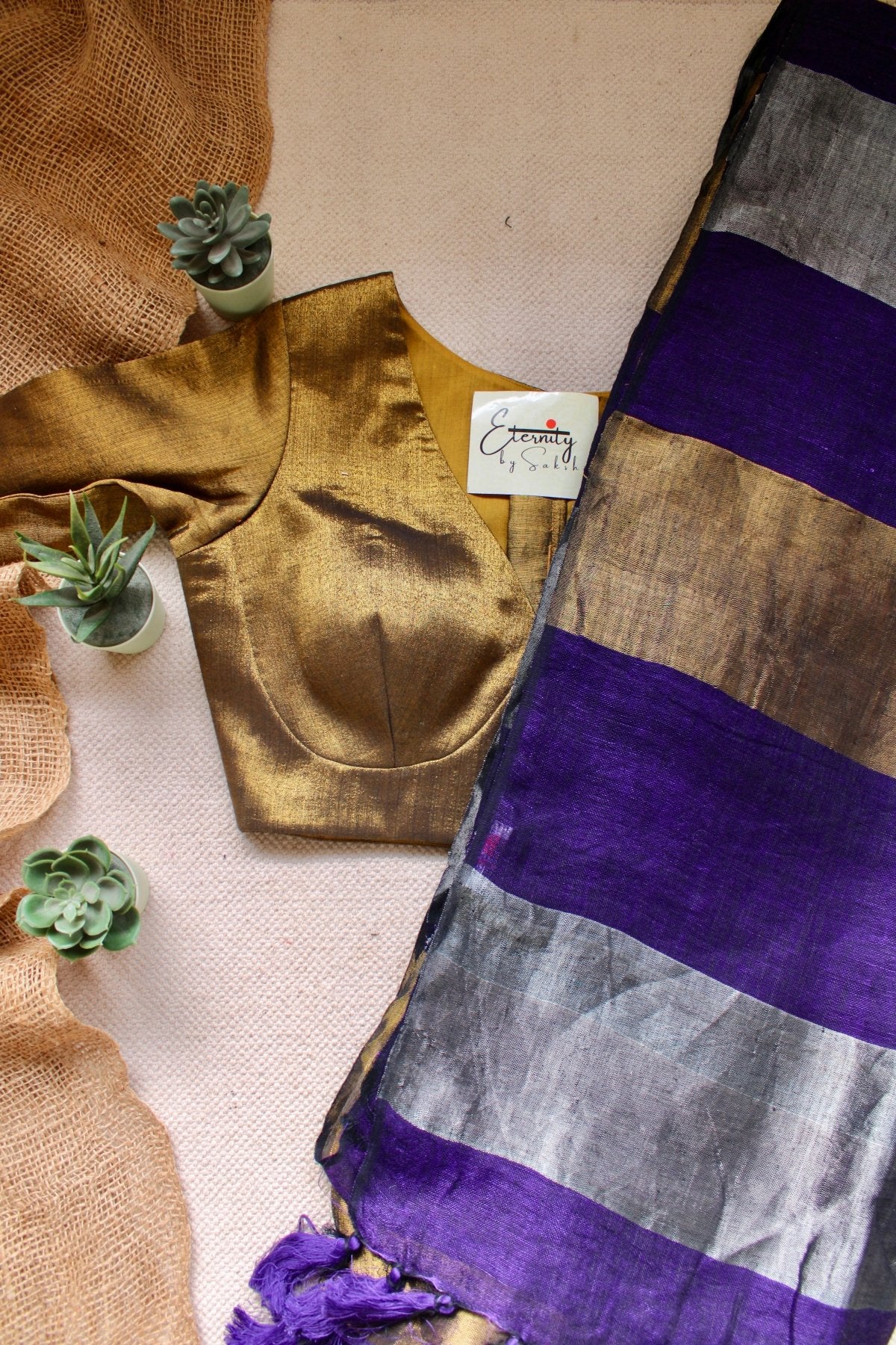 Nayana Purple Saree + Sona Blouse Combo - Eternity by Sakshi