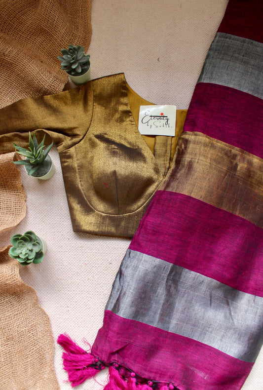 Nayana Magenta Saree + Sona Blouse Combo - Eternity by Sakshi
