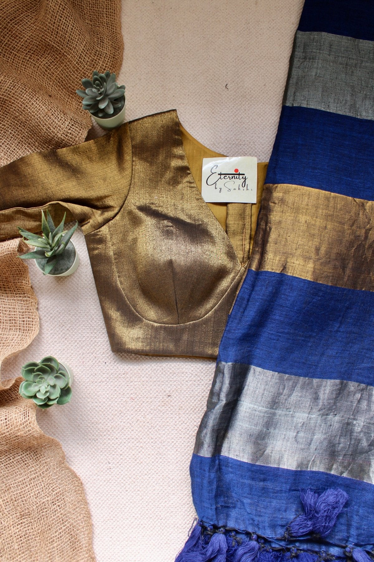 Nayana Blue Saree + Sona Blouse Combo - Eternity by Sakshi