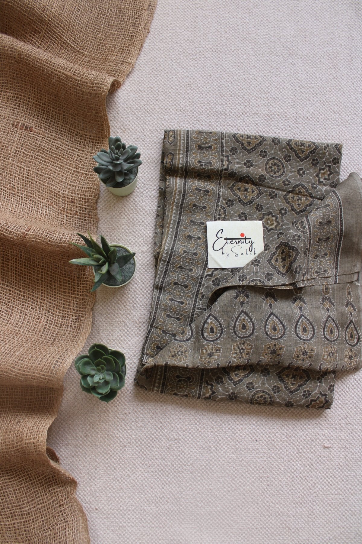 Misty Dusk Ajrakh Saree - Eternity by Sakshi