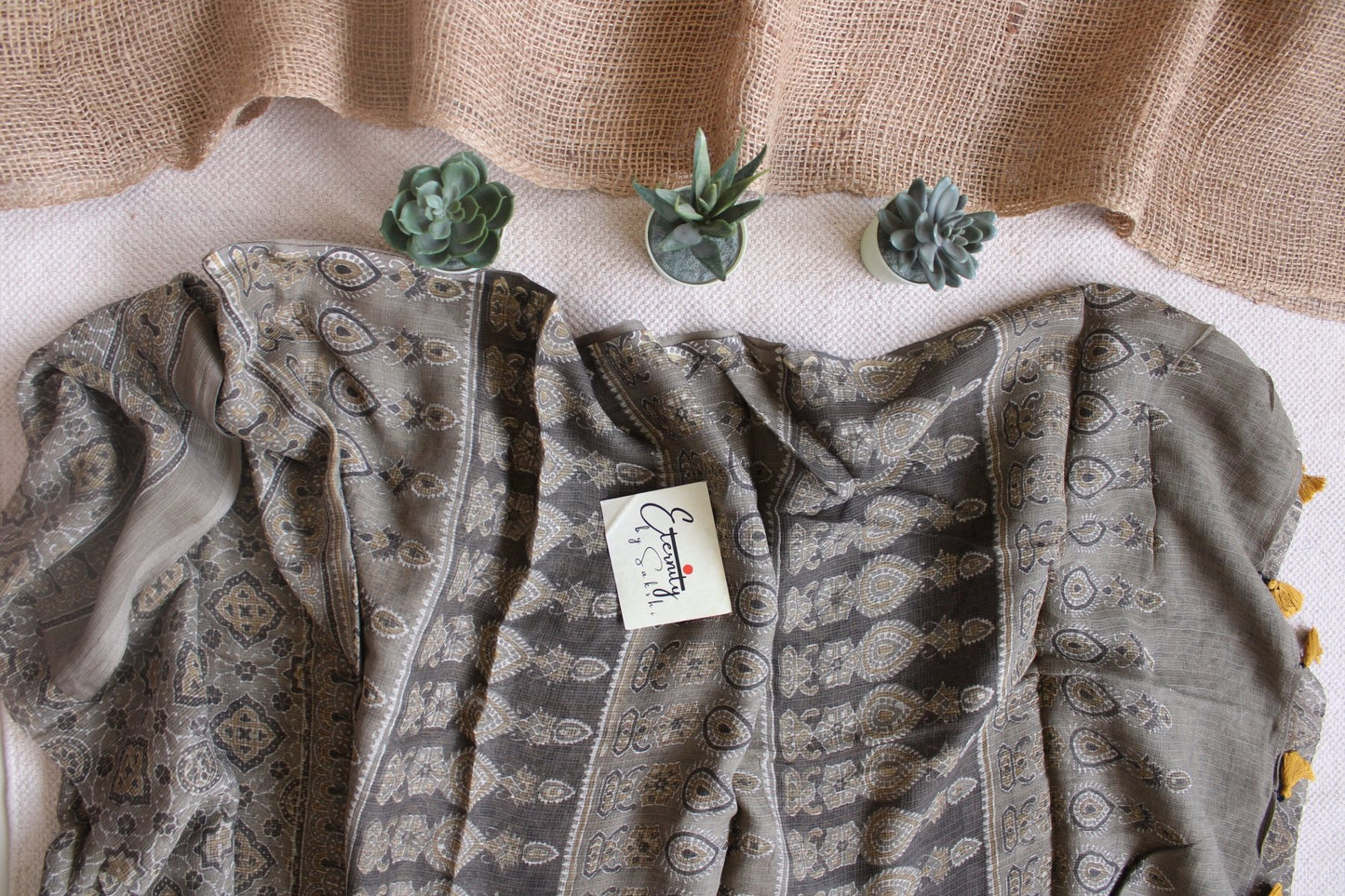 Misty Dusk Ajrakh Saree - Eternity by Sakshi