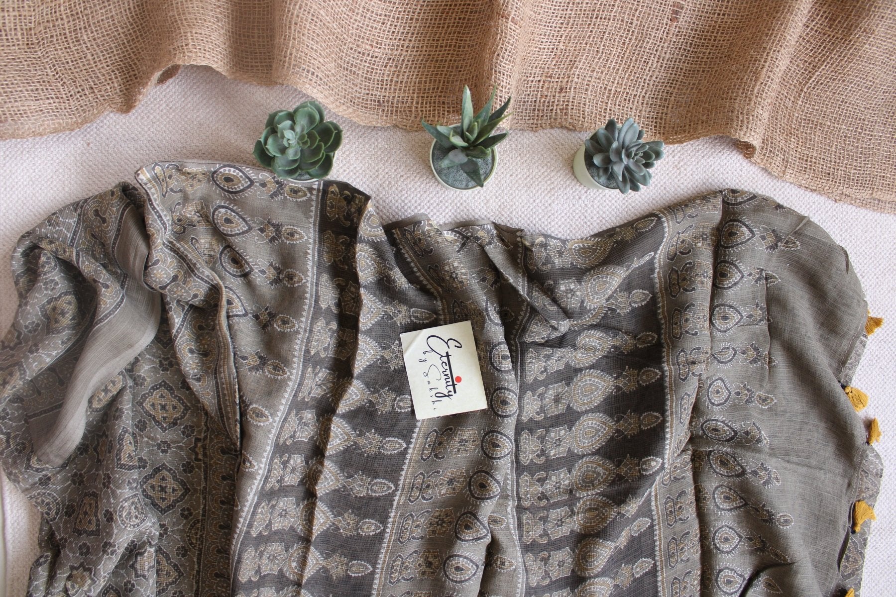 Misty Dusk Ajrakh Saree - Eternity by Sakshi