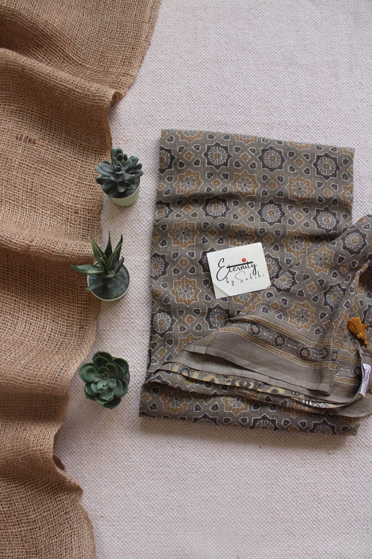 Earthy Lily Ajrakh Saree - Eternity by Sakshi