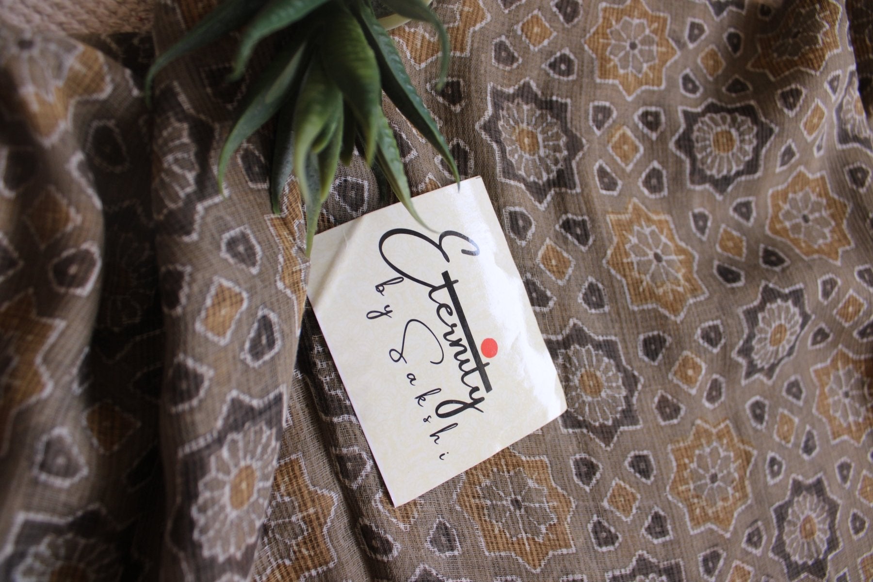 Earthy Lily Ajrakh Saree - Eternity by Sakshi