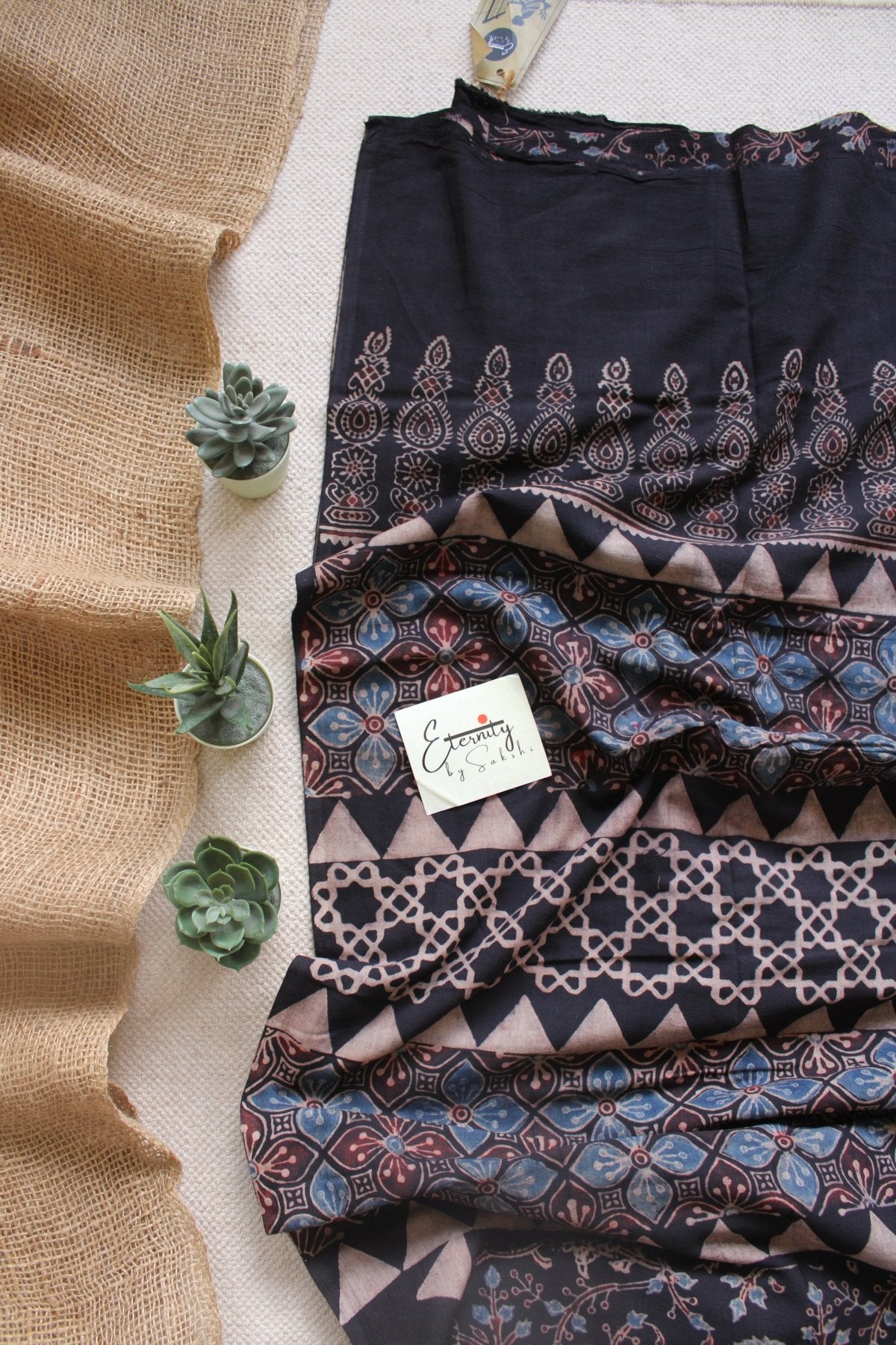 Ember Blockprint Saree - Eternity by Sakshi