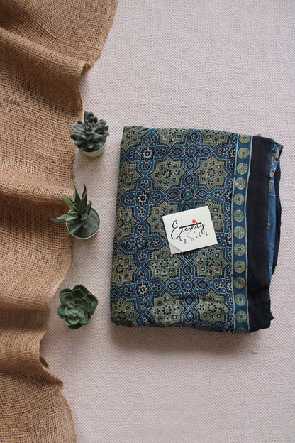Ajrani Cotton Indigo Saree - Eternity by Sakshi