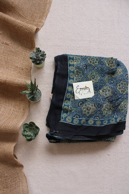 Ajrani Cotton Indigo Saree - Eternity by Sakshi