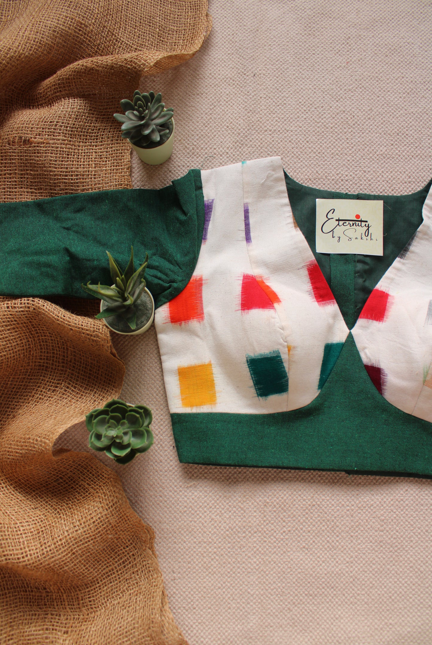 Forest Green Patch Office Blouse