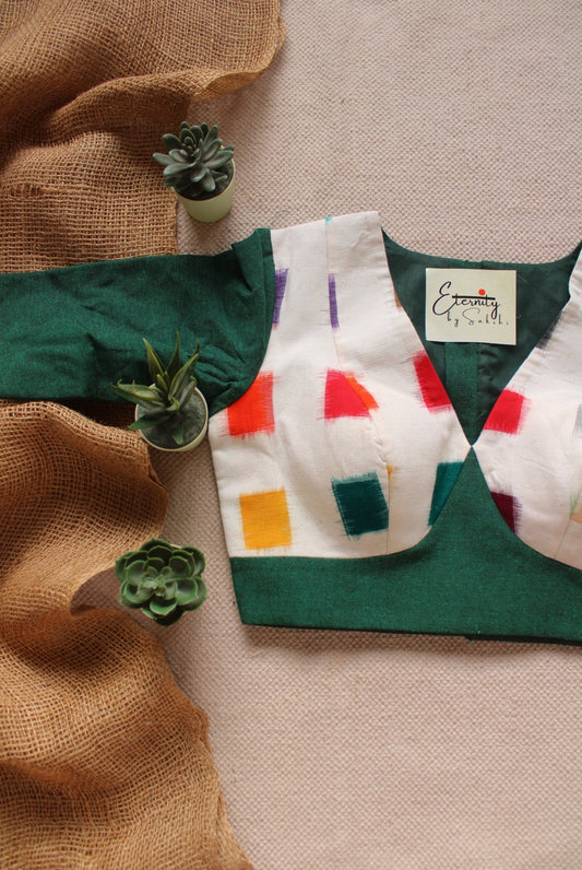 Forest Green Patch Office Blouse - Eternity by Sakshi