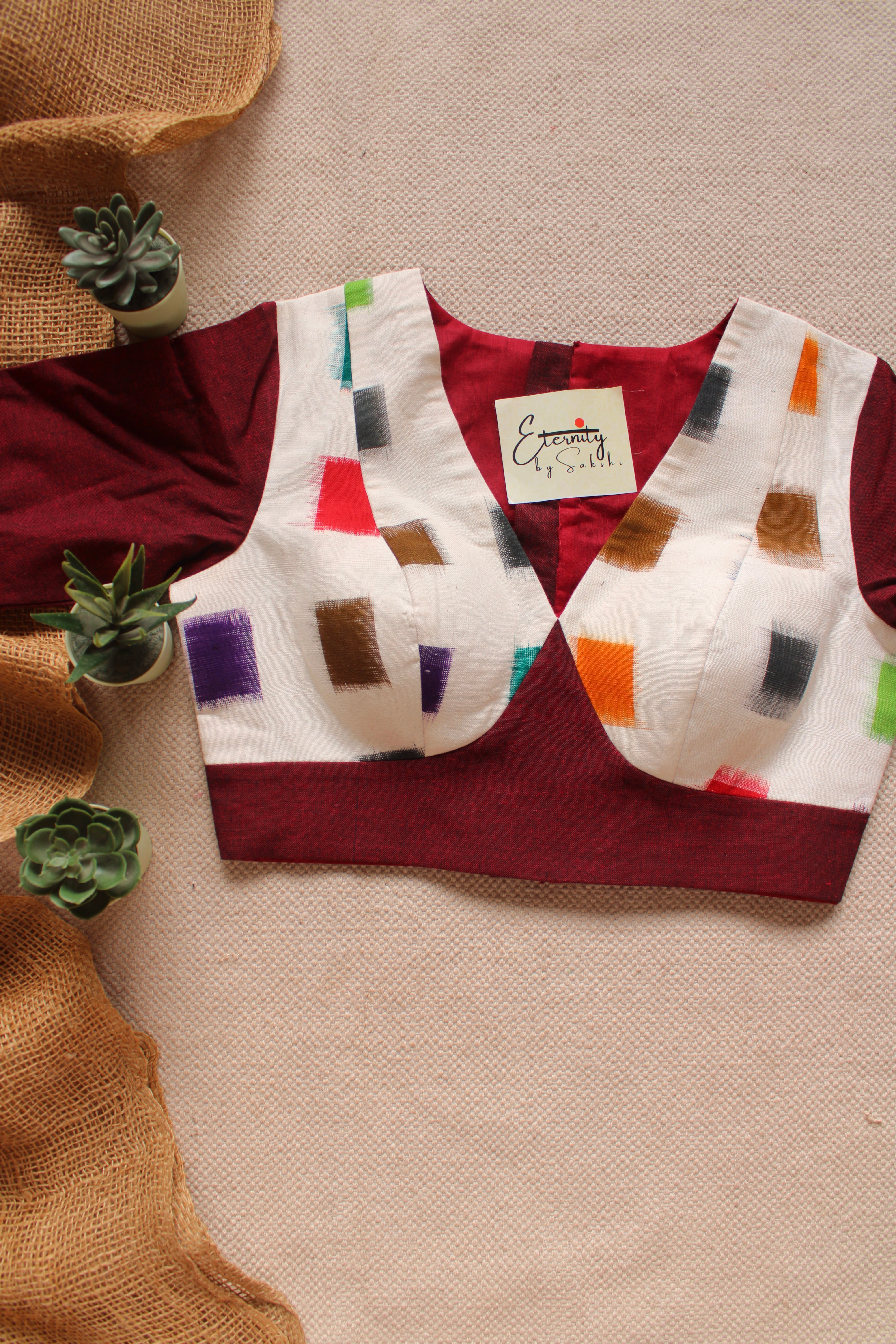 Burgundy Patch Office Blouse