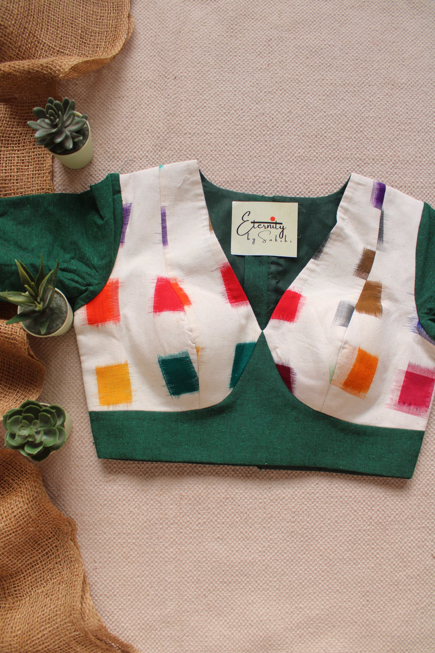 Forest Green Patch Office Blouse