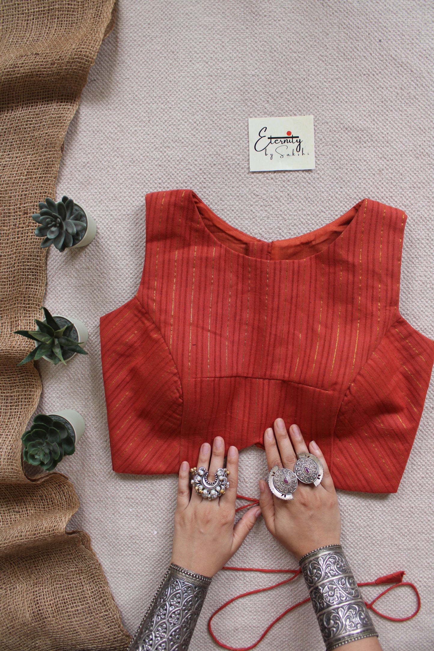 Rust Orange Navya Stripes Blouse