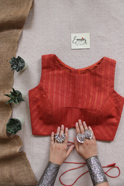 Rust Orange Navya Stripes Blouse