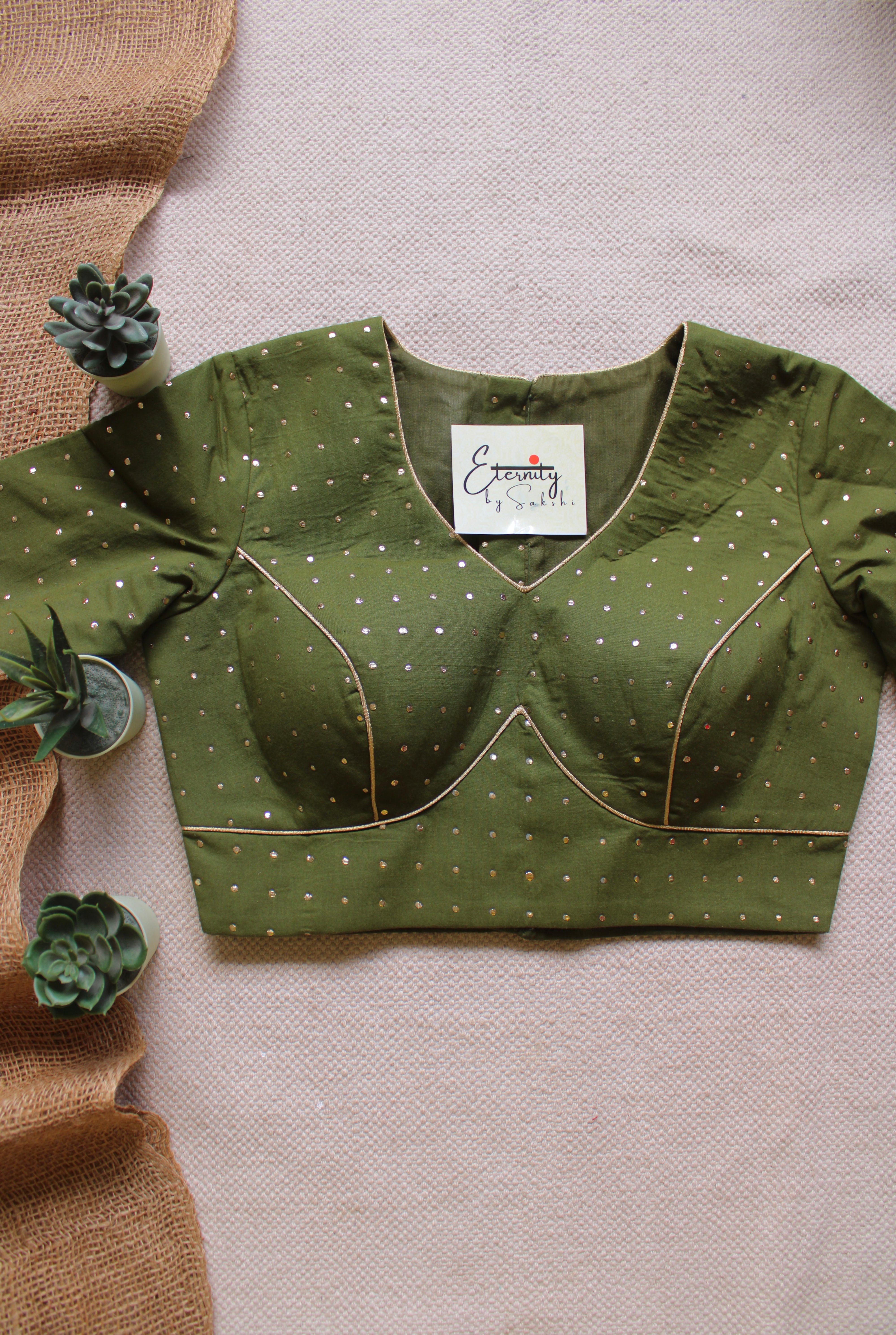 Olive Green Navratri Amba Blouse