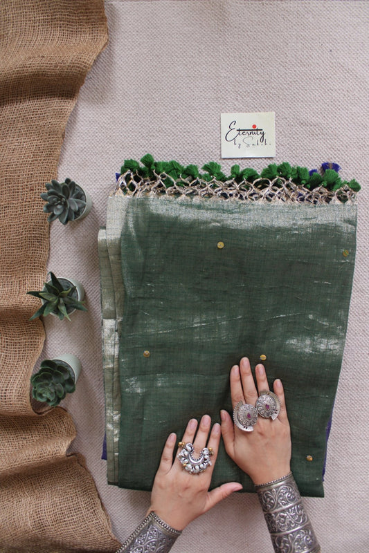 Green Metallic Tissue Saree - Eternity by Sakshi