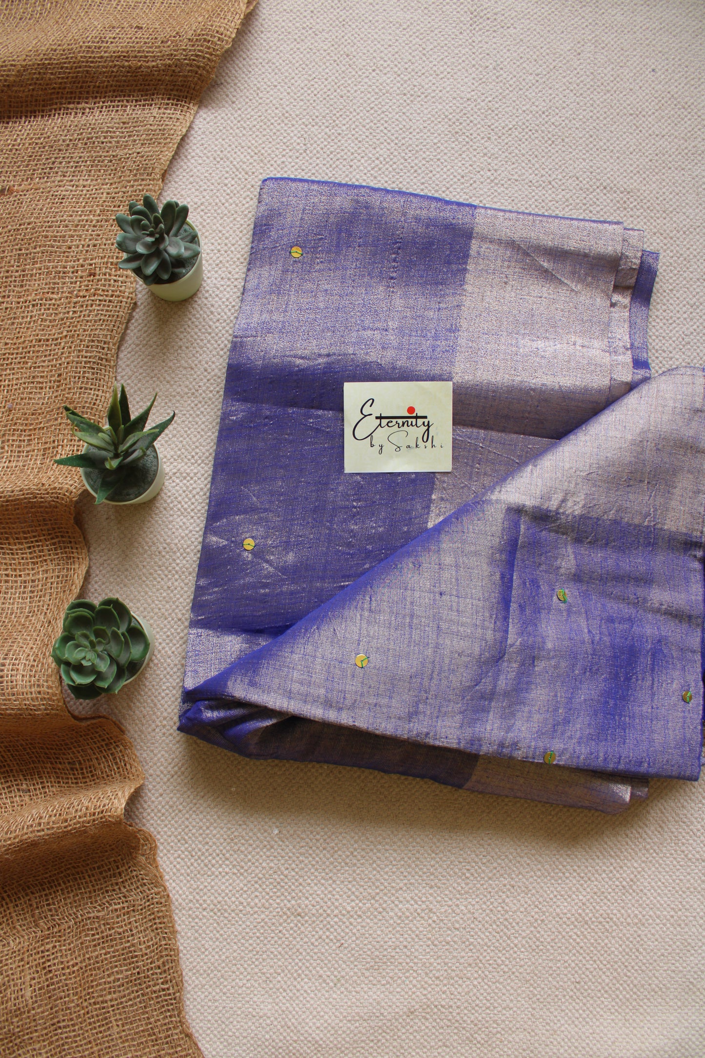 Purple Metallic Tissue Saree