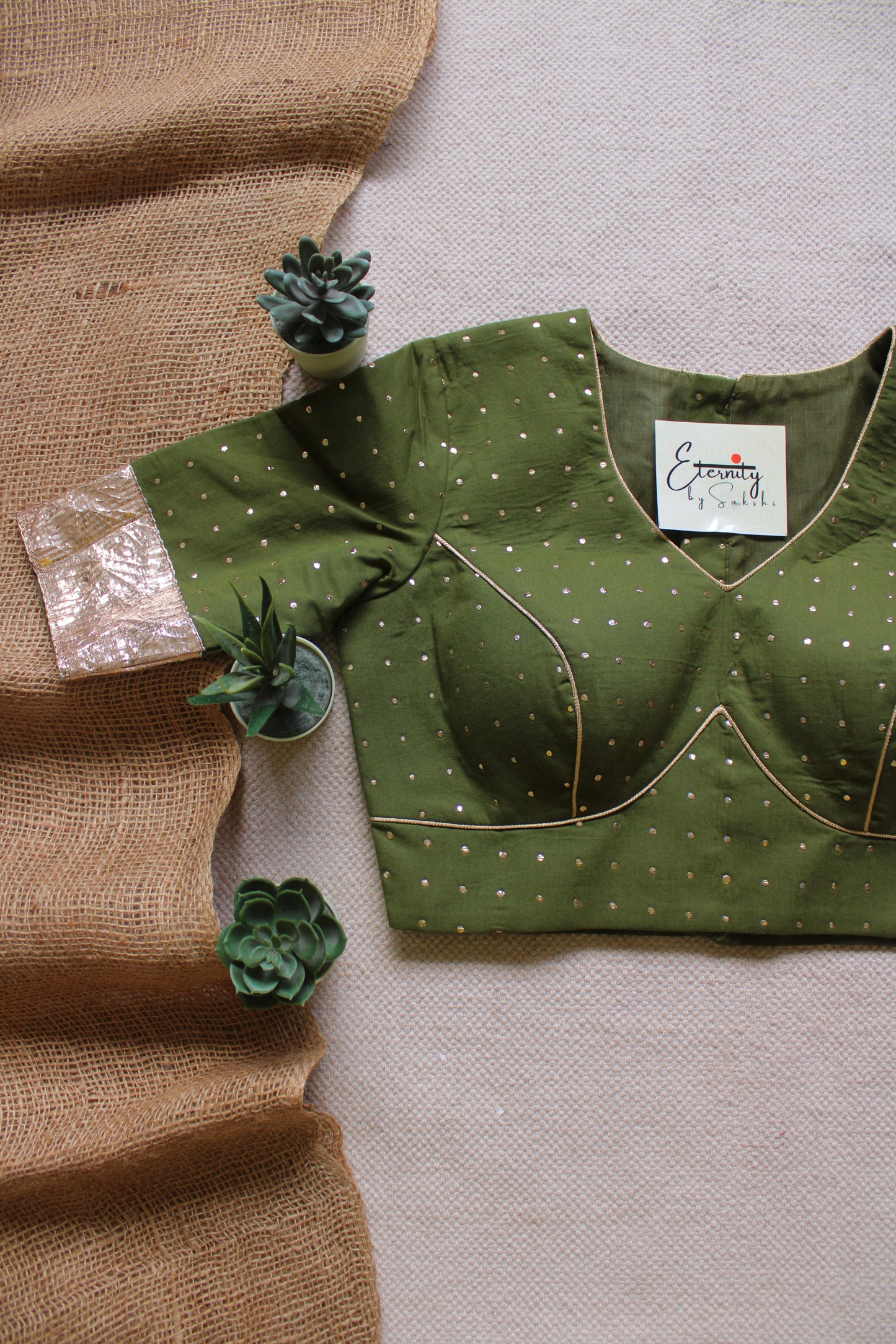 Olive Green Navratri Amba Blouse