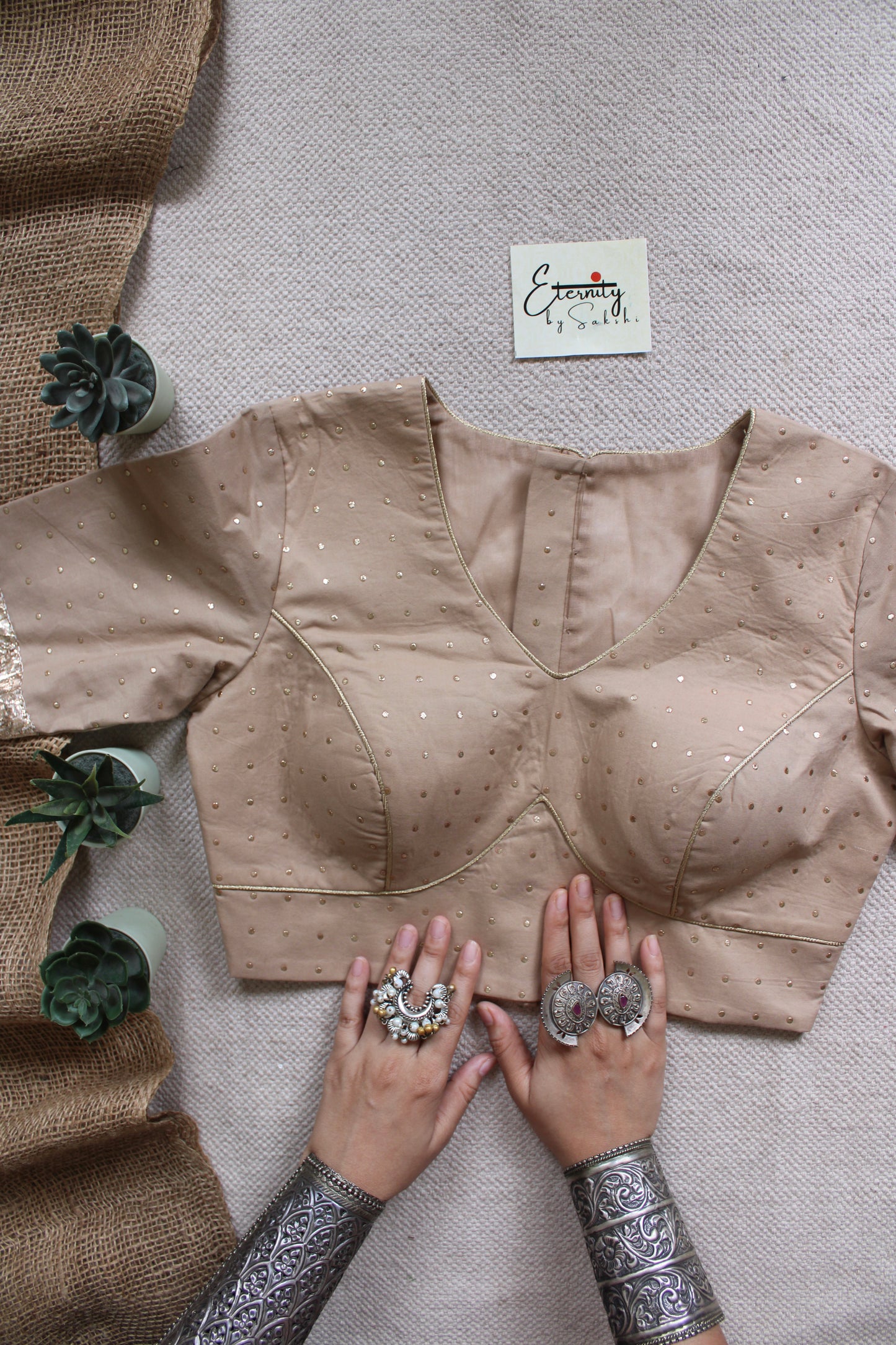 Beige Navratri Amba Blouse