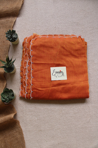 Rust Orange Pearl Saree