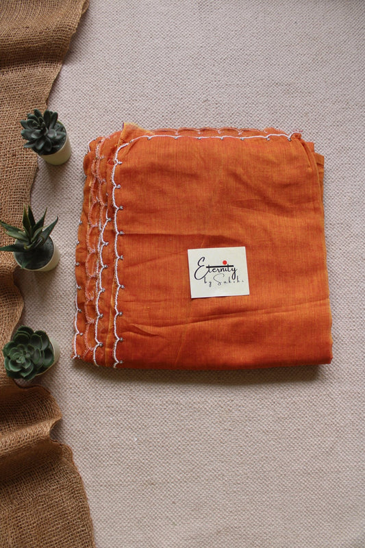 Rust Orange Pearl Saree - Eternity by Sakshi