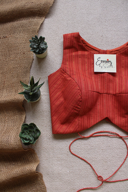 Rust Orange Navya Stripes Blouse