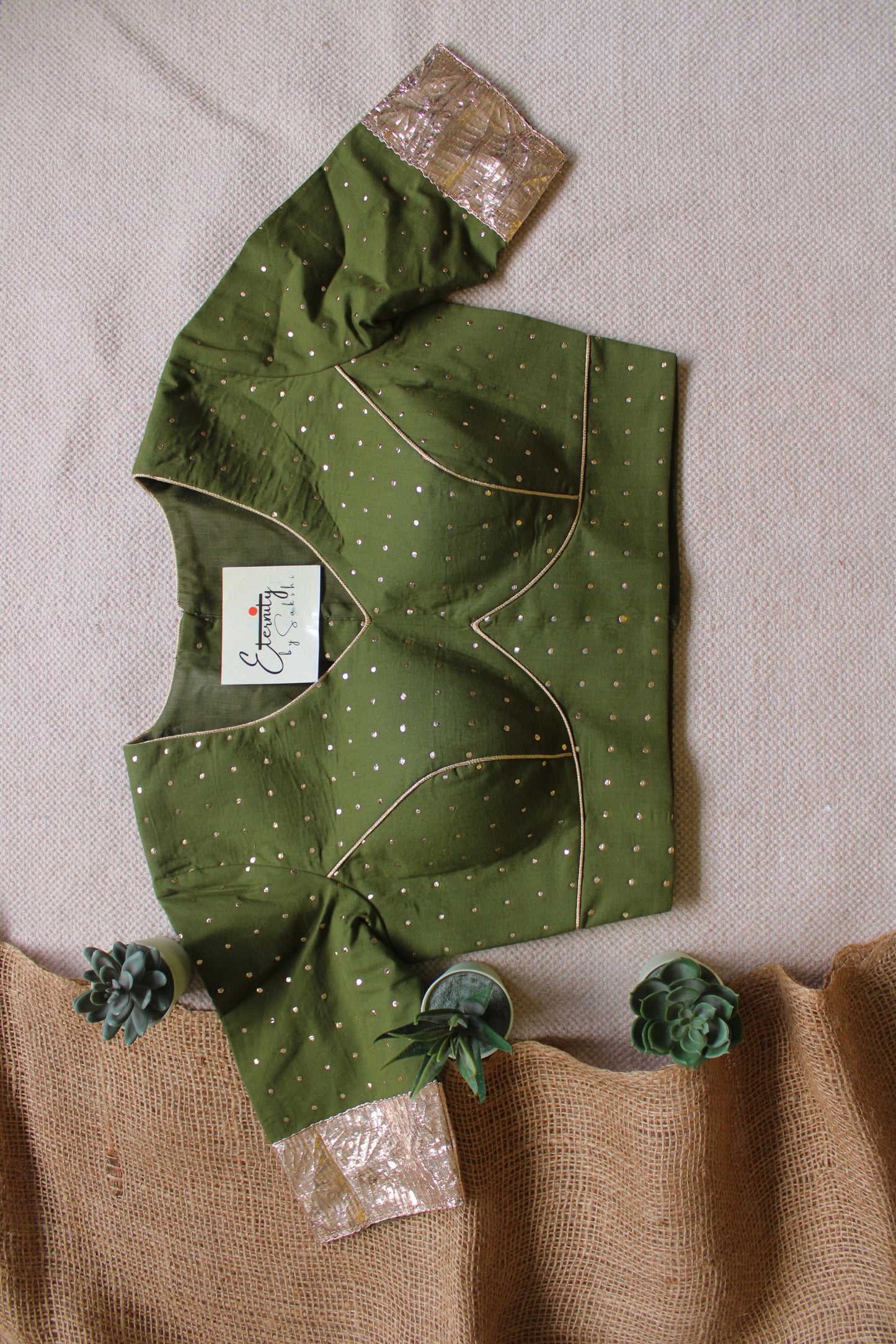 Olive Green Navratri Amba Blouse