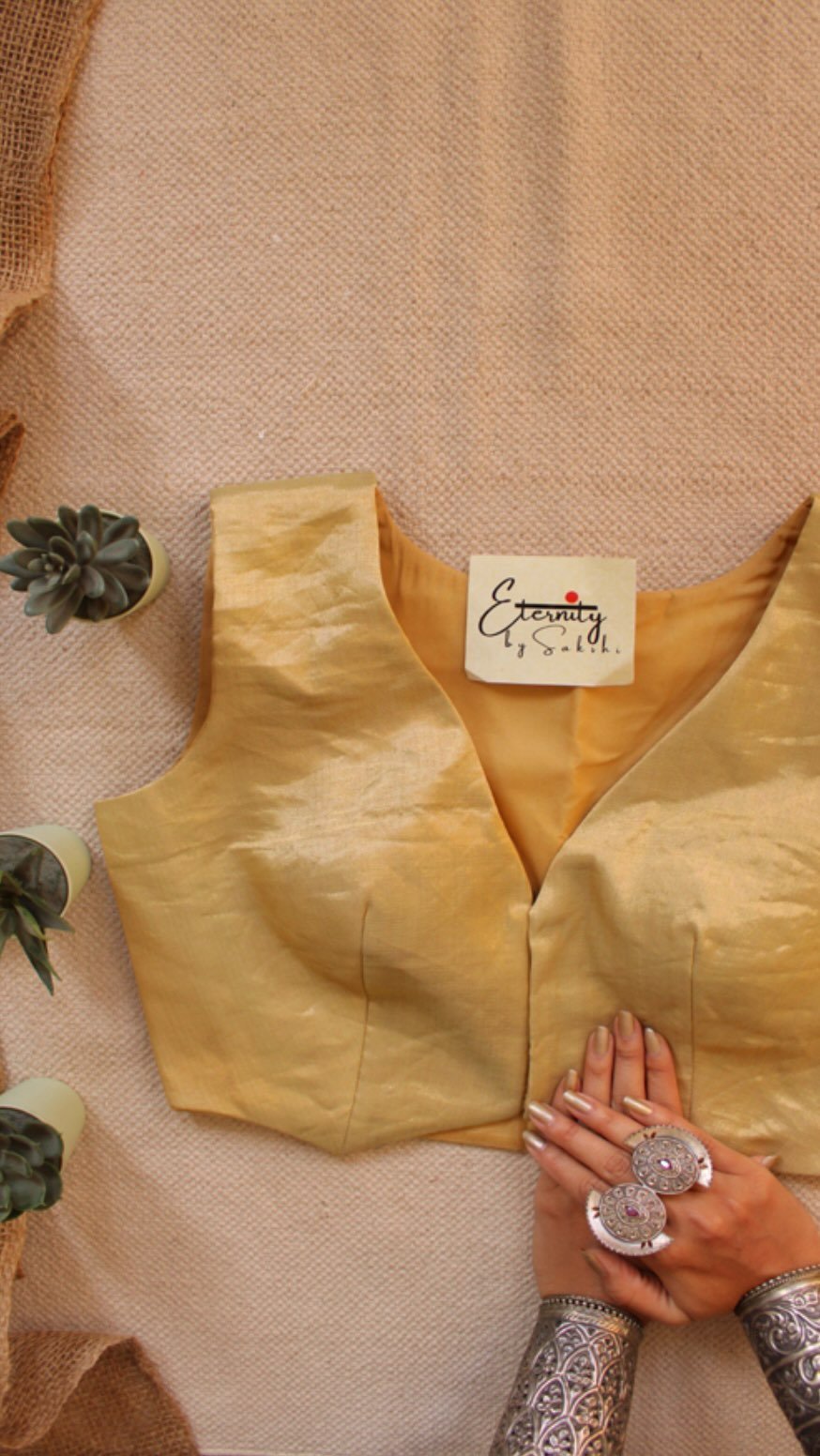 Gold Zari Waistcoat Blouse - Eternity by Sakshi