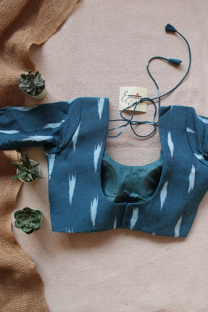 Blue Cyan Ikkat Blouse - Eternity by Sakshi
