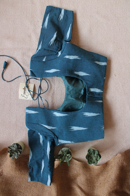 Blue Cyan Ikkat Blouse - Eternity by Sakshi