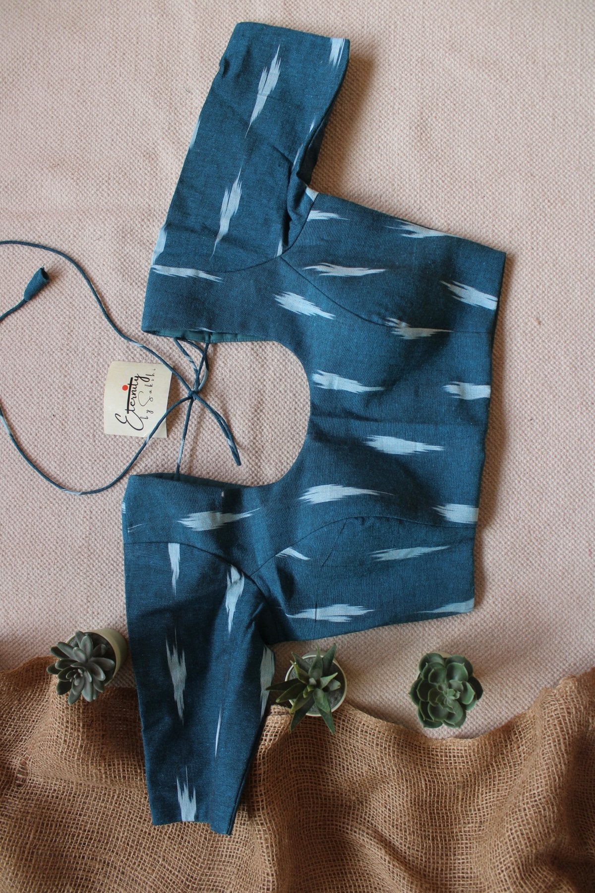 Blue Cyan Ikkat Blouse - Eternity by Sakshi