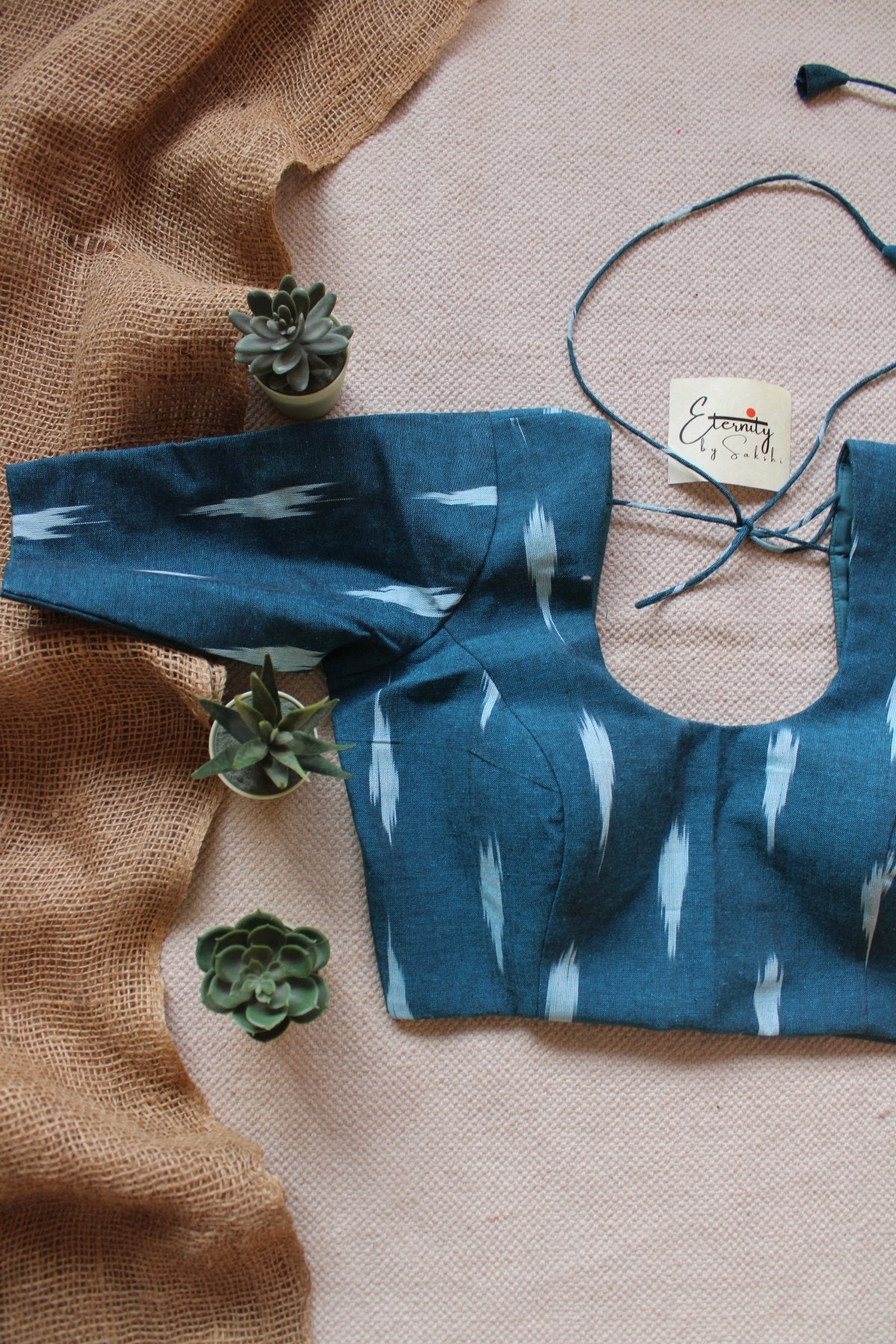 Blue Cyan Ikkat Blouse - Eternity by Sakshi