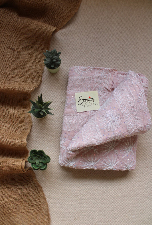 Blush Pink Lucknowi Handwork Saree - Eternity by Sakshi