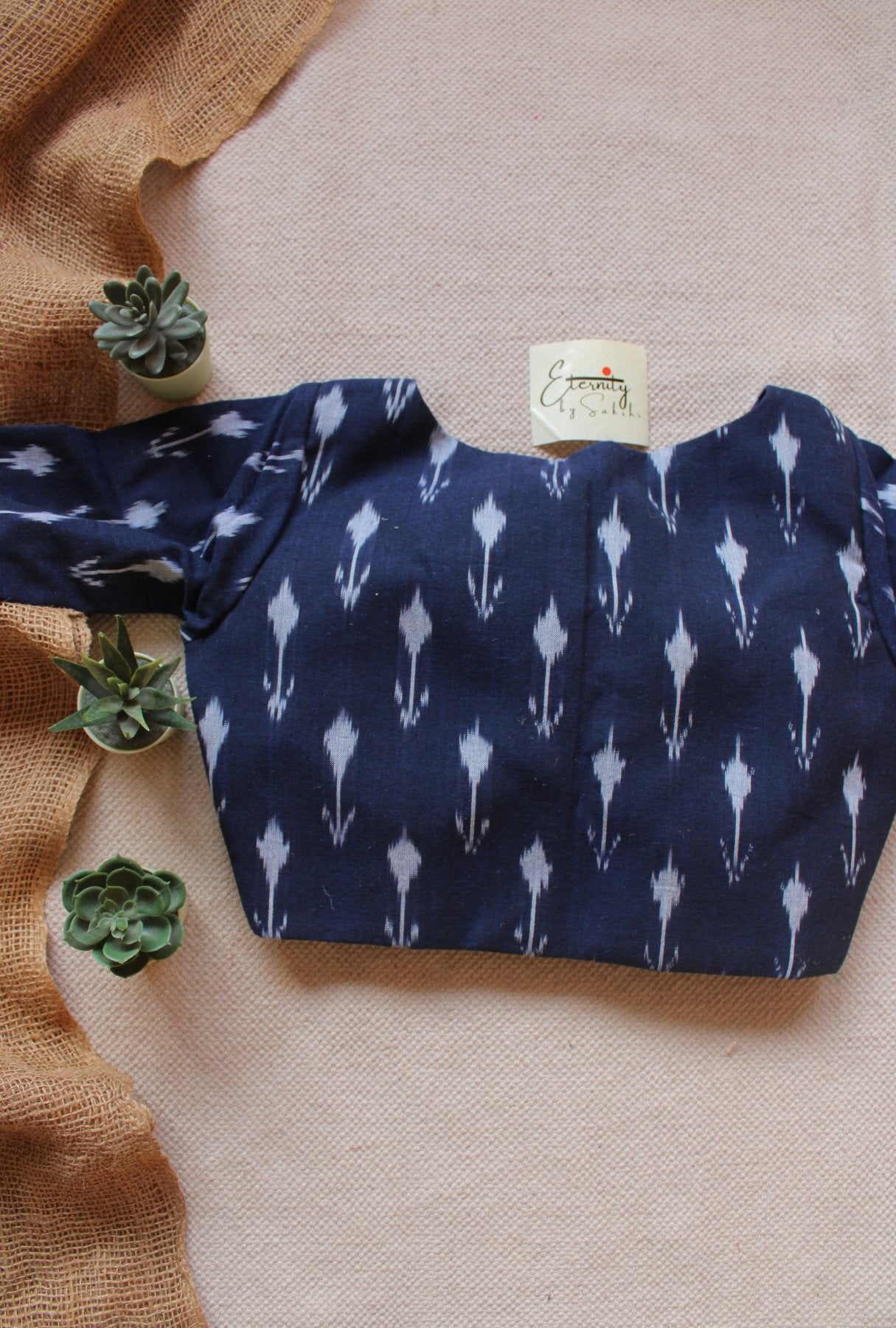 Dark Blue Ikkat Blouse - Eternity by Sakshi