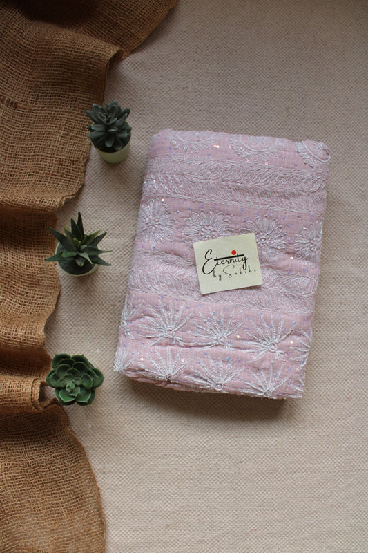 Blush Pink Lucknowi Handwork Saree - Eternity by Sakshi