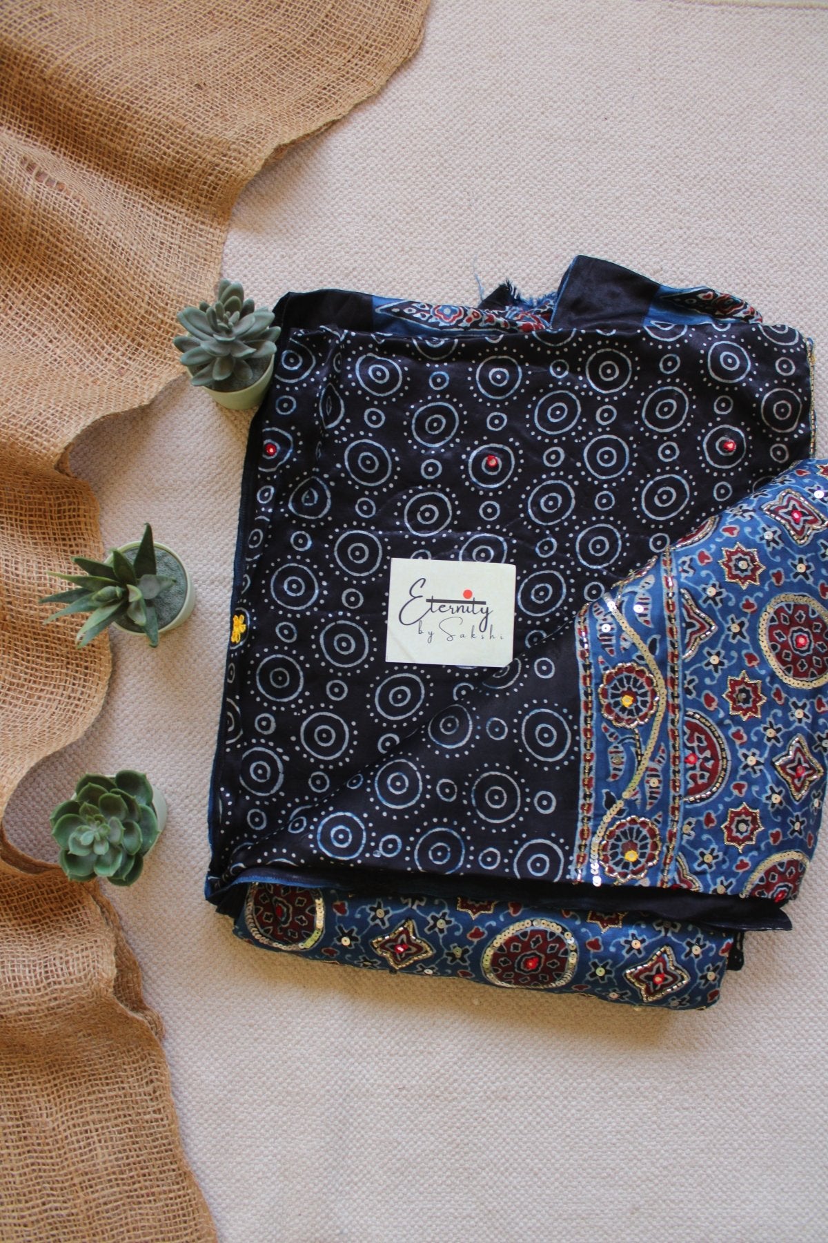 Masakali - Ajrakh Silk Handwork Saree - Eternity by Sakshi