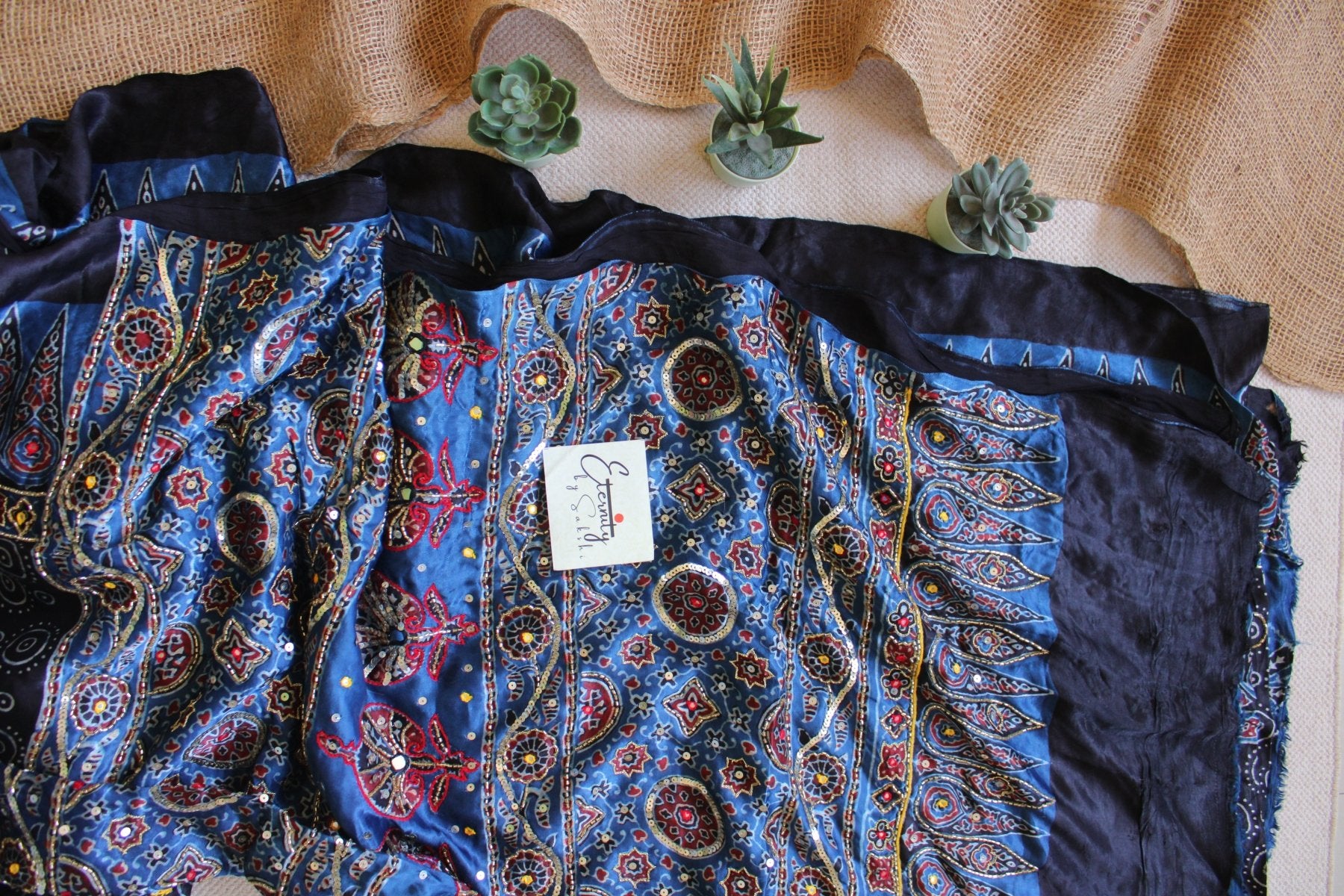 Masakali - Ajrakh Silk Handwork Saree - Eternity by Sakshi