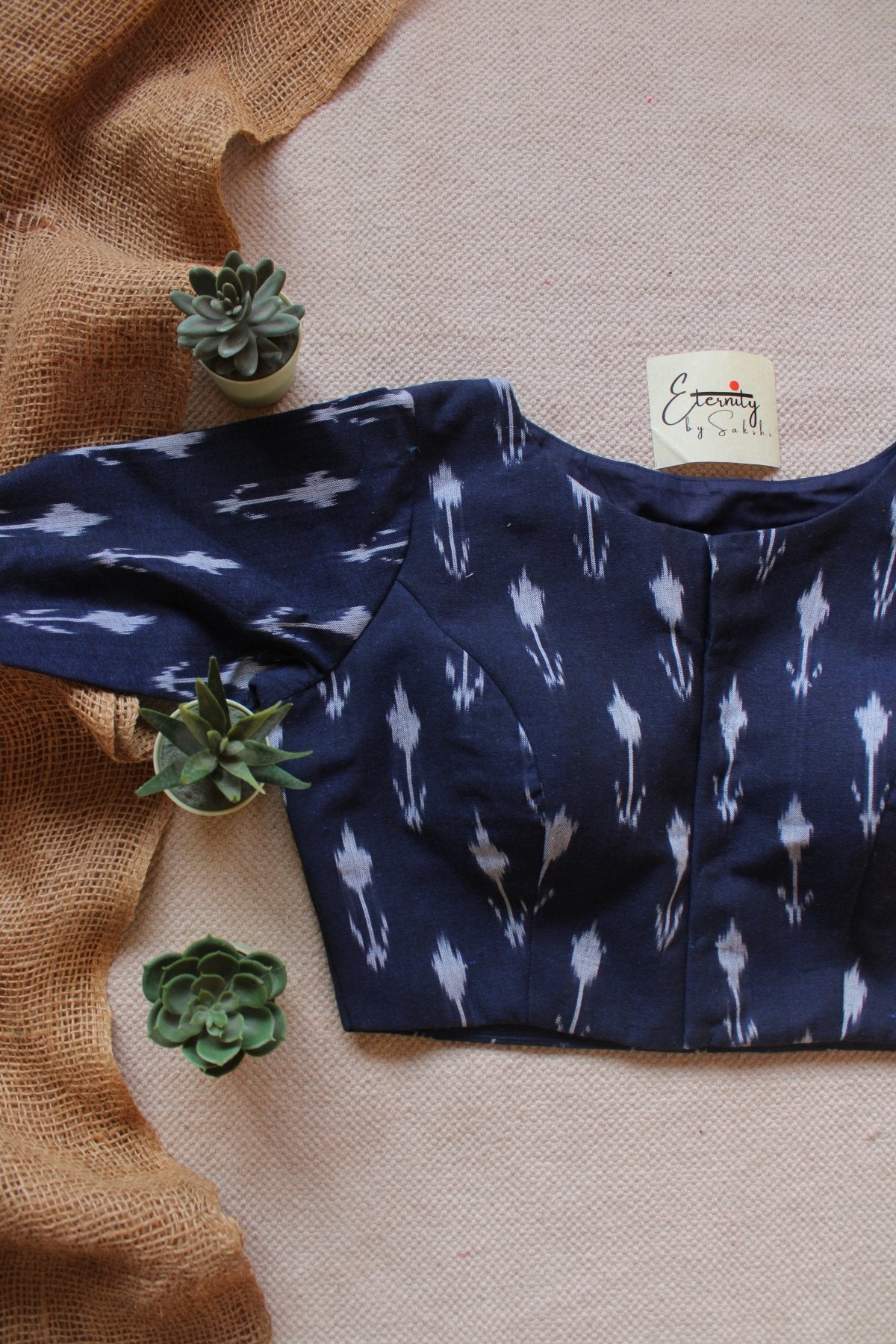 Dark Blue Ikkat Blouse - Eternity by Sakshi