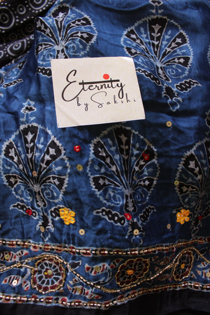 Masakali - Ajrakh Silk Handwork Saree - Eternity by Sakshi