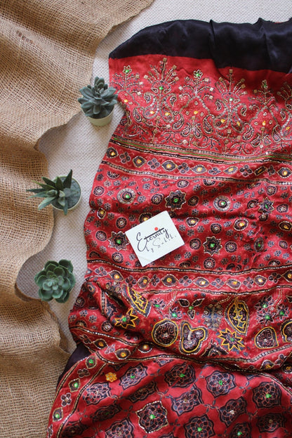 Zoya Ajrakh Silk Handwork Saree - Eternity by Sakshi