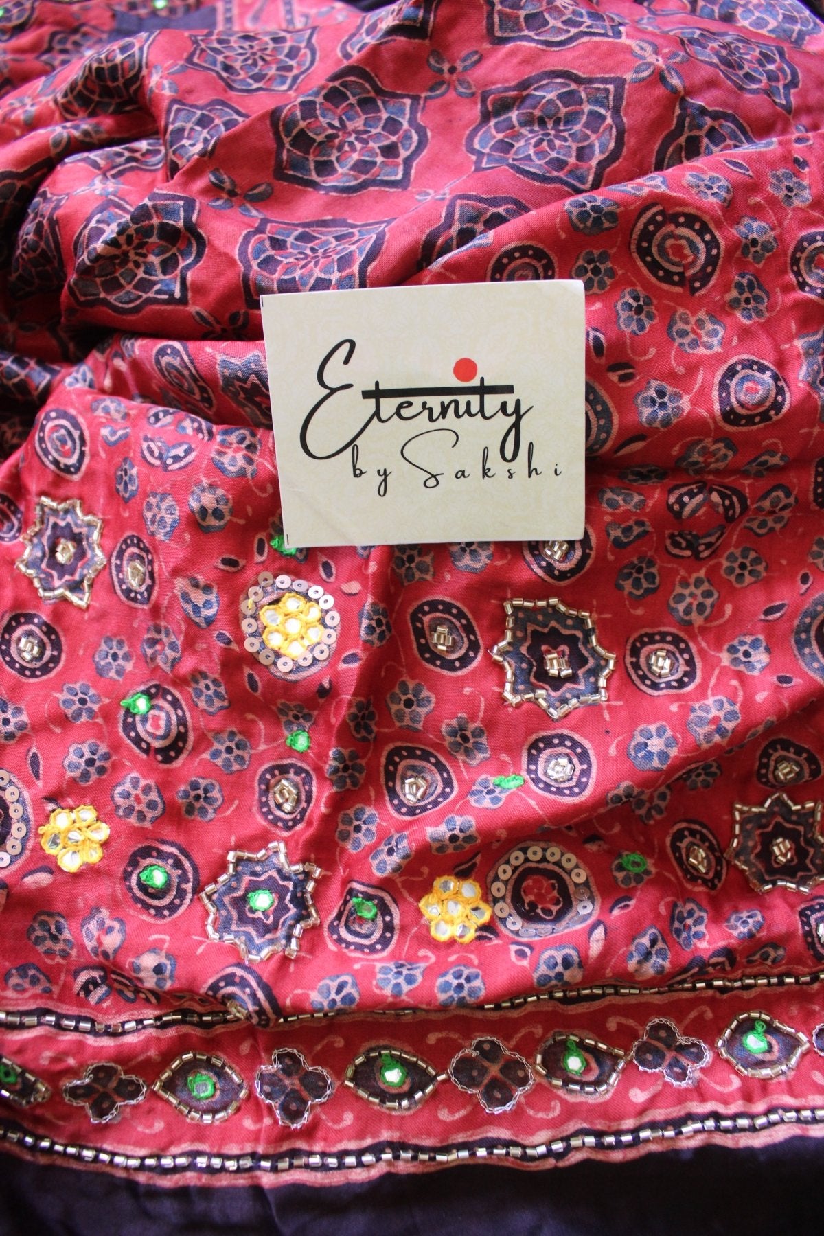 Zoya Ajrakh Silk Handwork Saree - Eternity by Sakshi