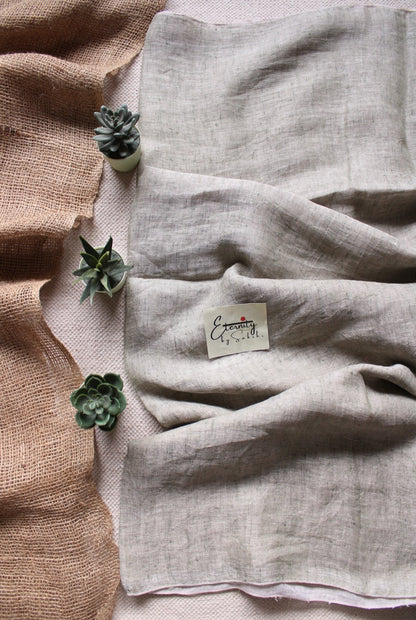 Pink and Grey Linen Saree - Eternity by Sakshi